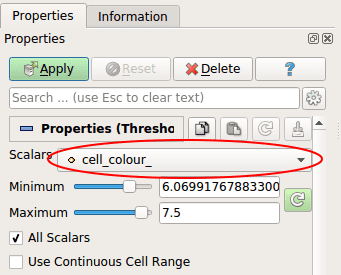 Paraview threshold filter scalar