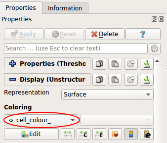 Paraview threshold filter colouring